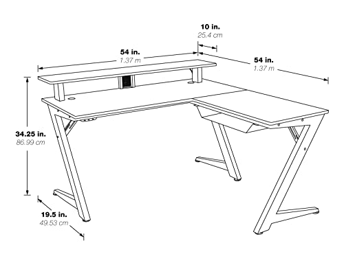 Red L-Shape Gaming Desk with Carbon Fiber Surface Z2449