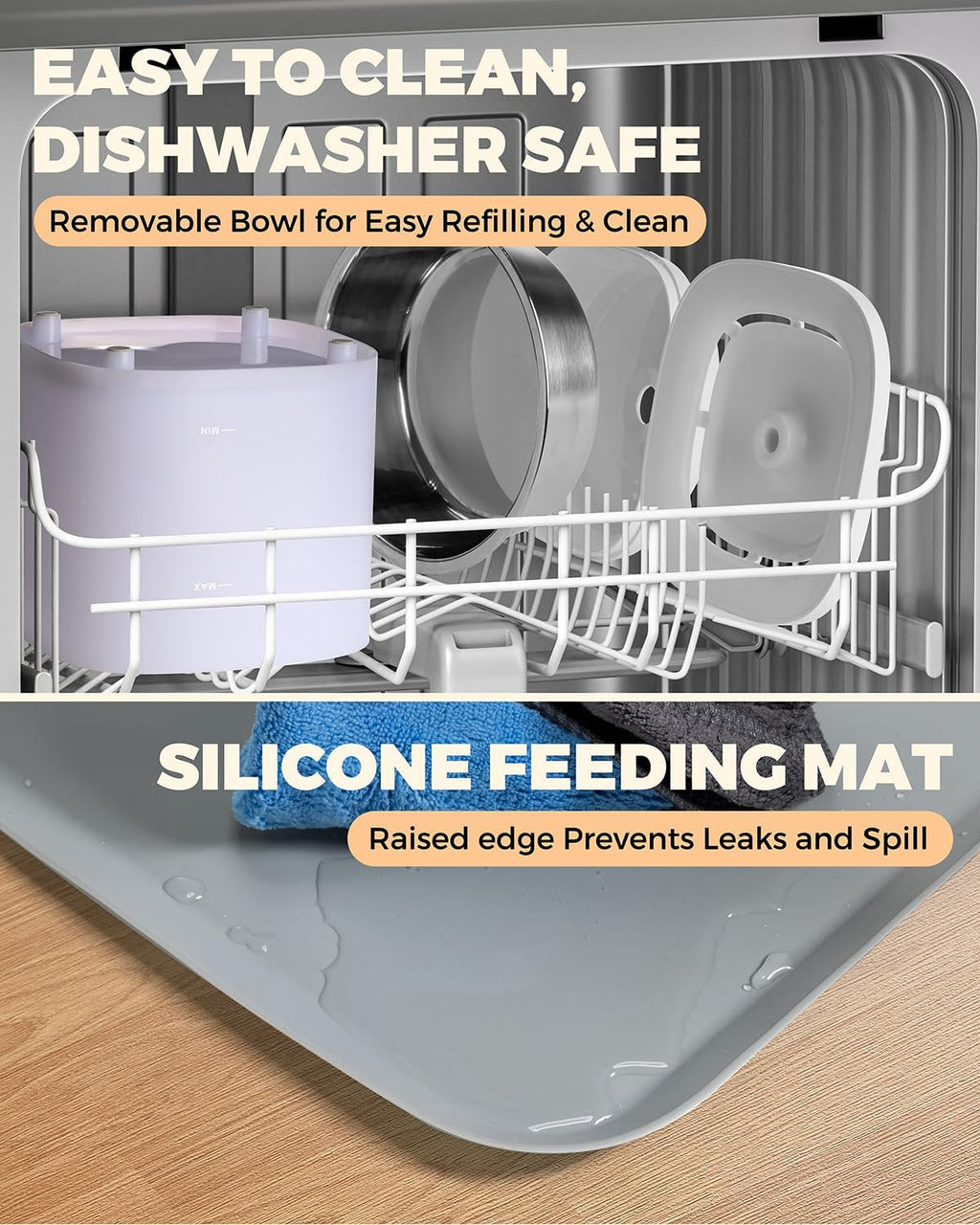 63oz Stainless Steel Cat Water Fountain and Food Bowl Set H841138