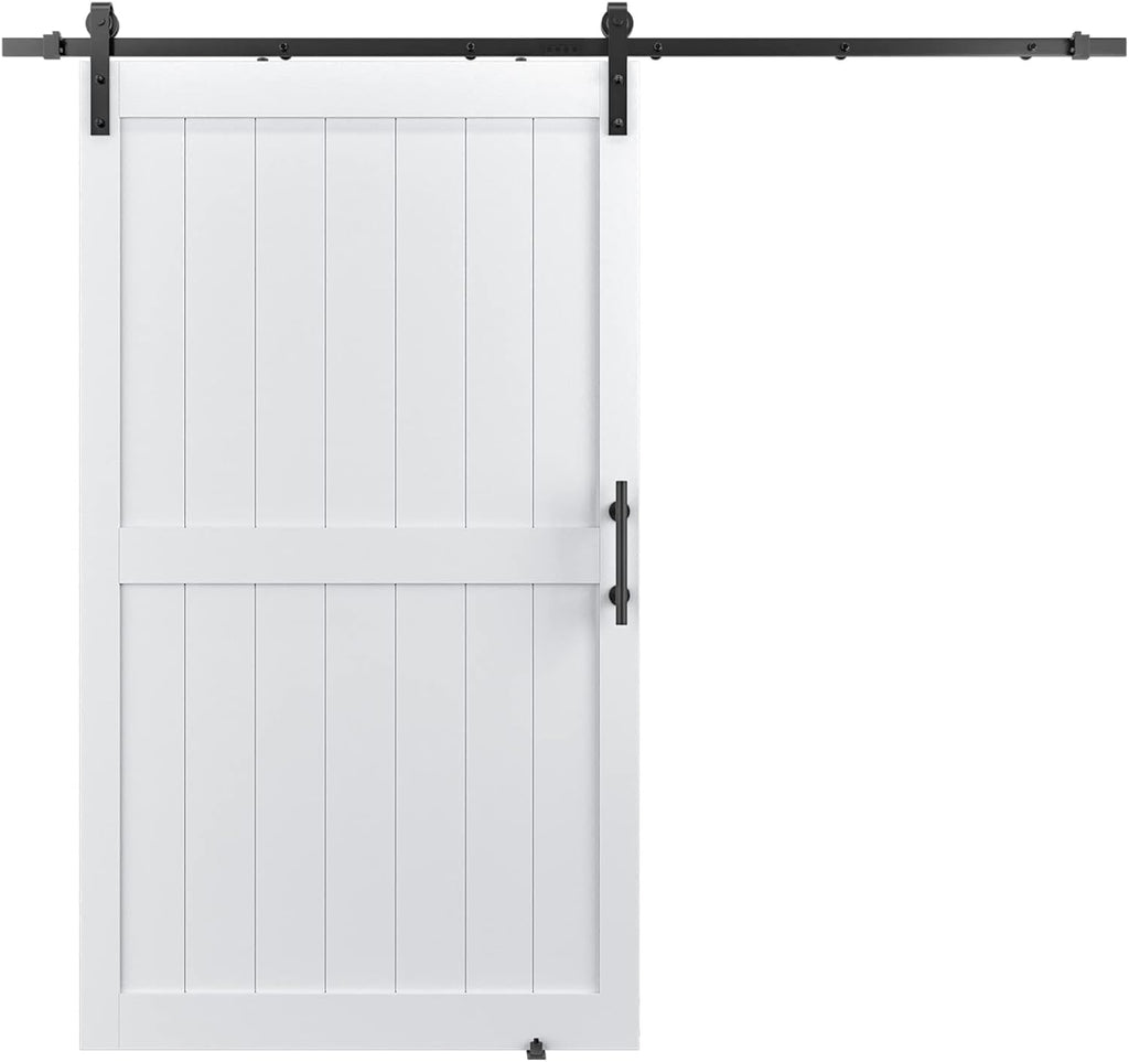 White MDF Sliding Barn Door with Hardware Kit O1940
