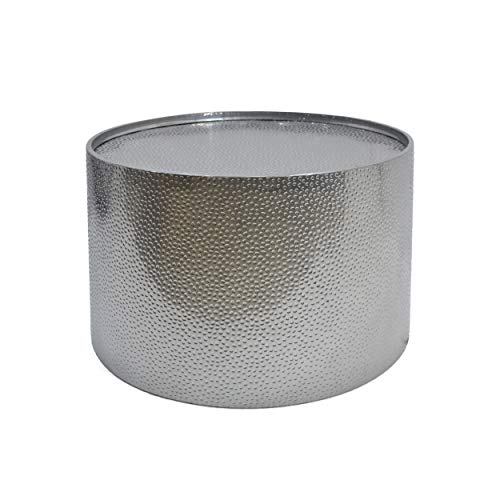 Silver Round Coffee Table with Hammered Iron U321
