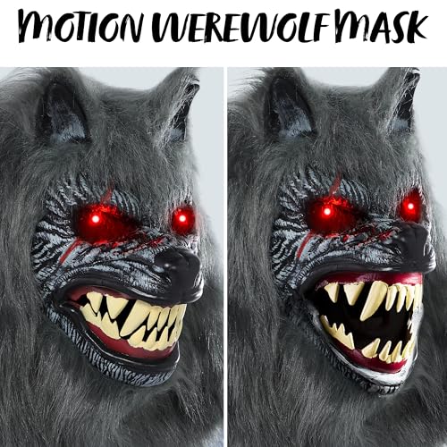 LED Halloween Wolf Werewolf Mask with Movable Jaw L43185