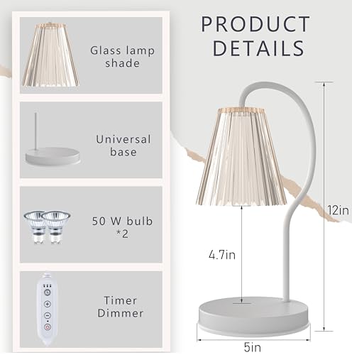 White Candle Warmer Lamp with 2 Bulbs N799080
