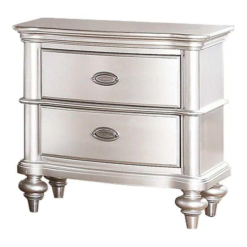 4pc Silver Eastern King Size Bed Dresser Mirror Nightstand Furniture N7889
