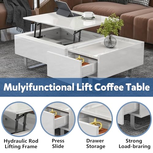 Black Lift Top Coffee Table with Storage and Hidden Compartment S54655