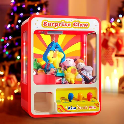 Claw Machine Arcade Toy with LED Light & Adjustable Sound, Rechargable Dispenser Toys Mini Vending Machine for Kids L74247