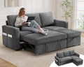 81" Chenille Grey L Shaped Sleeper Sofa with Pull Out Bed J204698