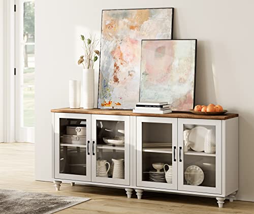 Off White Sideboard Cabinet with Glass Door and Drawer Z140282