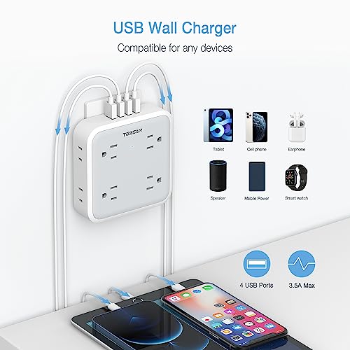 White 8 Outlet 4 USB Surge Protector D493238