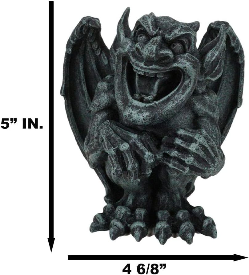 Gothic Winged Guardian Gargoyle Figurine Faux Stone Resin Sculpture J67775