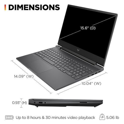 15.6" 144Hz FHD Gaming Laptop, AMD Ryzen 5 7535HS, 16GB DDR5 RAM, 512GB SSD, AMD Radeon RX 6550M, Backlit Keyboard, Windows 11 Pro, Mica Silver B997647
