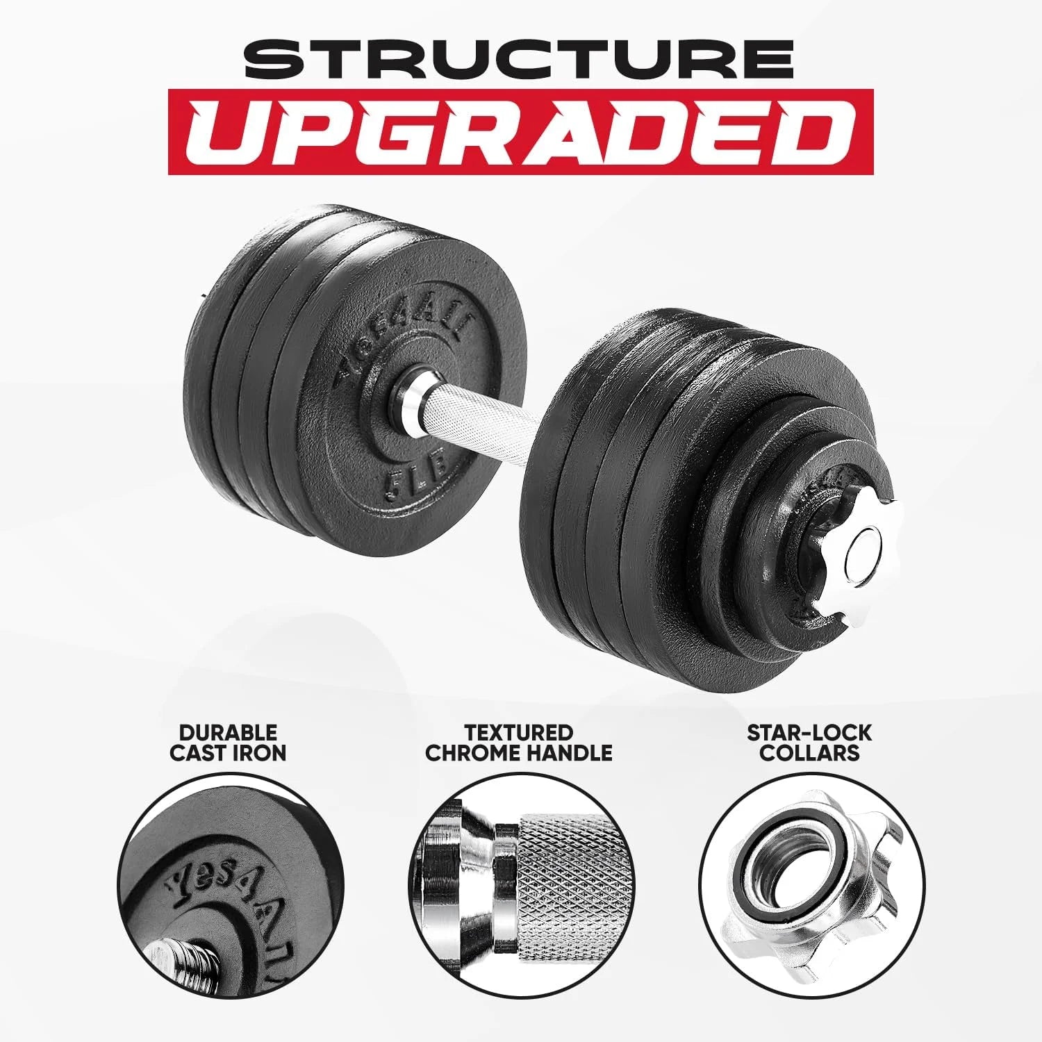 105 lbs Adjustable Cast Iron Dumbbell Set J773