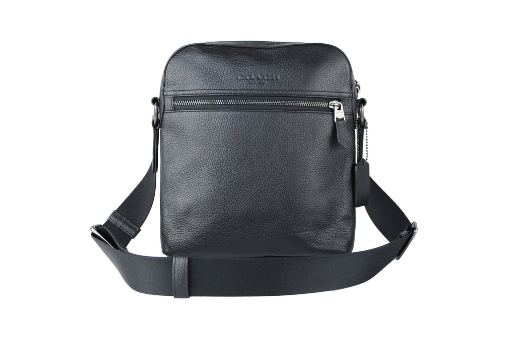 Black Refined Pebbled Leather Medium Crossbody Bag T3415