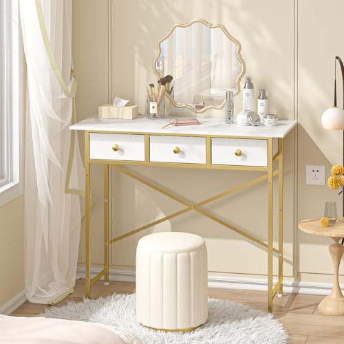 White 31.5 Inch Vanity Desk with Drawers F34301