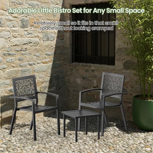 Peacock Blue Stackable Bistro Set with 2 Chairs and 1 Coffee Table P767570