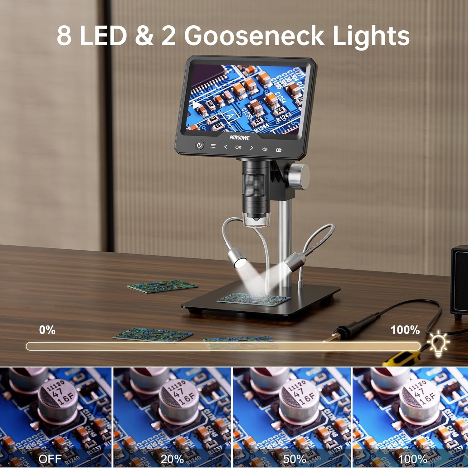 7'' LCD Digital Microscope, 1200X, 1080P, 32GB A63831