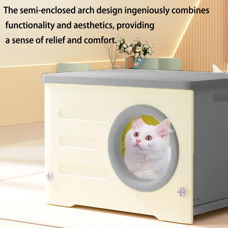 Gray Plastic Cat House with Cat Bed Mat G410