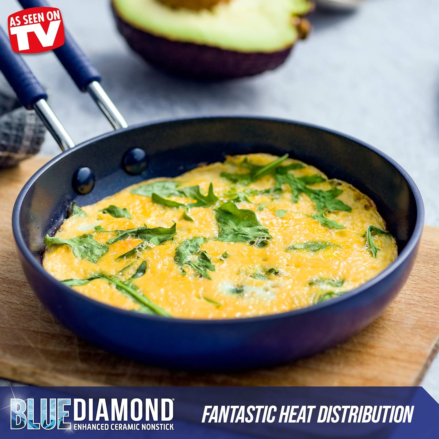 Blue Diamond Diamond Infused Ceramic Nonstick 12" Frying Pan Skillet with Lid N342313