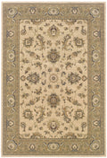 Traditional Ivory Bordered Vines 5' 3" x 7' 9" Rectangle Area Rug V424640
