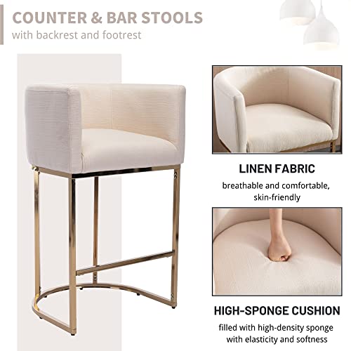 Cream Linen Bar Stools Set of 3 O273