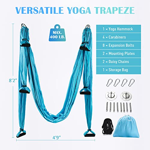 Aerial Yoga Swing Hammock Kit with 2 Extensions Straps and Ceiling Mounting Kit A929797