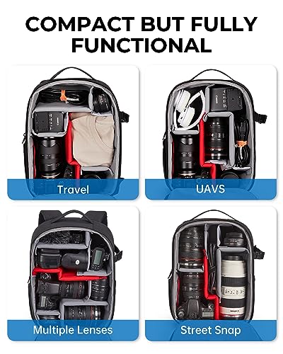 Black Expandable Camera Backpack with 15.6" Laptop Compartment P205