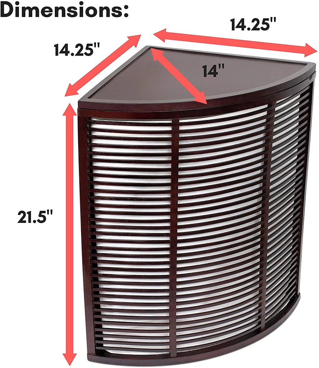 Compact Corner Laundry Hamper with Lid - Black W249764