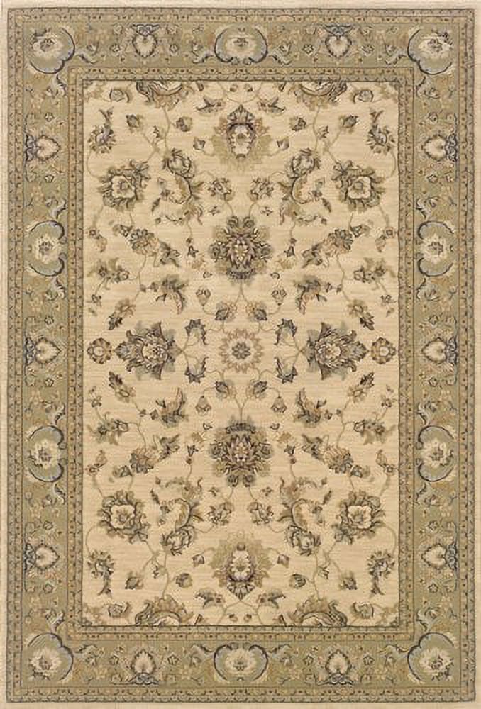 Traditional Ivory Bordered Vines 5' 3" x 7' 9" Rectangle Area Rug V424640