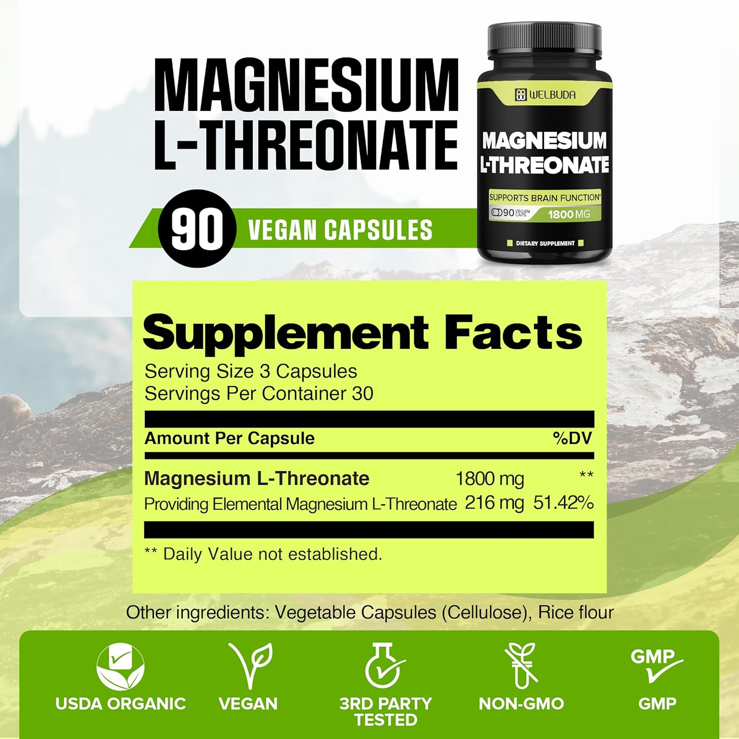 Magnesium L-Threonate Capsules 90 Capsules F727