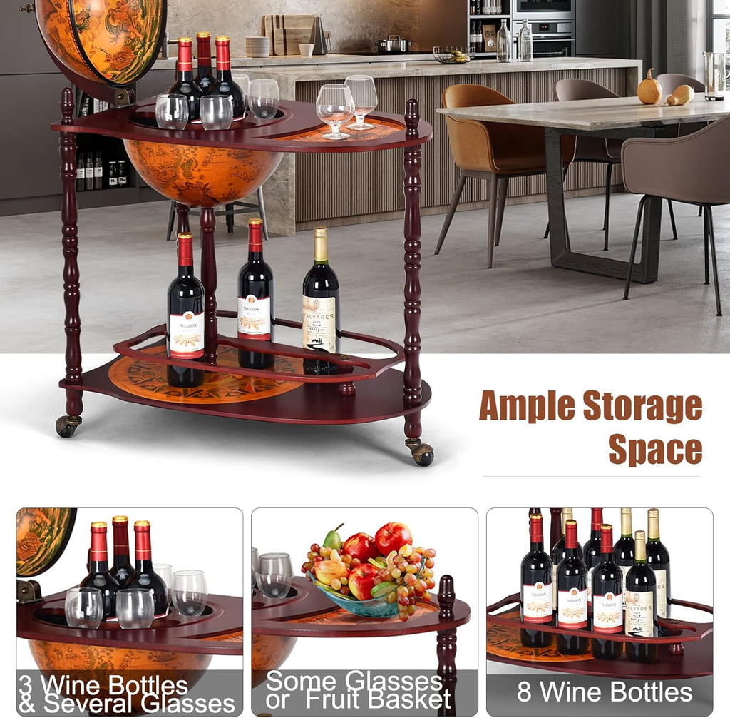 Globe Bar with Wheels and Bottom Shelf G982947