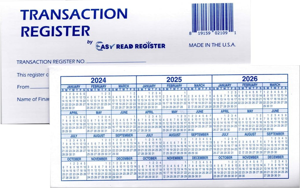 Checkbook Registers Ledger Transaction Log U11598