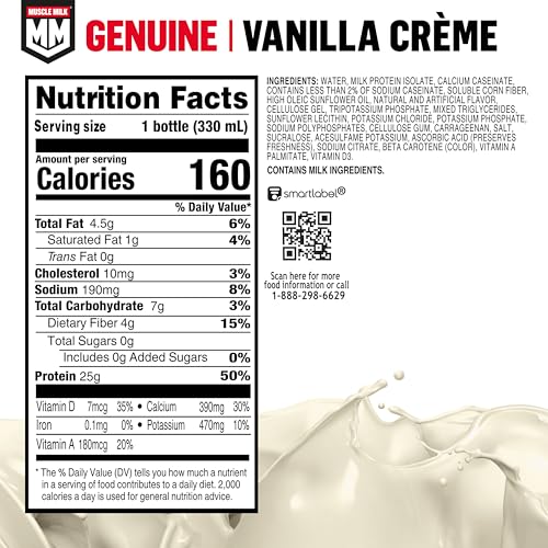 Vanilla Creme Protein Shake, 11.16 Fl Oz, 12 Pack, 25g Protein, Zero Sugar S99298