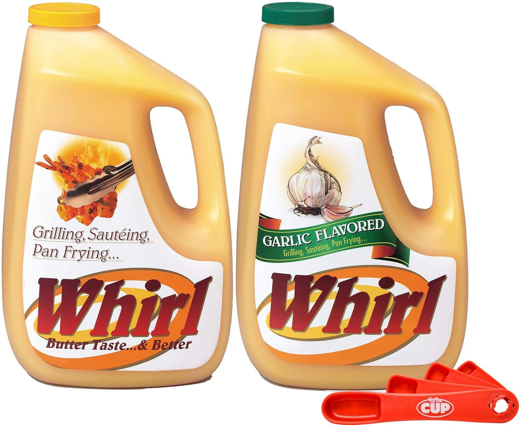 1 Gallon Liquid Butter Flavor Oil and Garlic Liquid Butter Flavor Oil with Measuring Spoons R847156