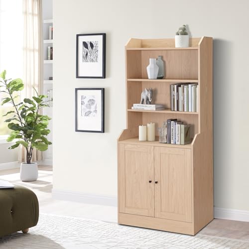 Natural Oak Sideboard with 3 Drawers and 3 Open Shelves T789127