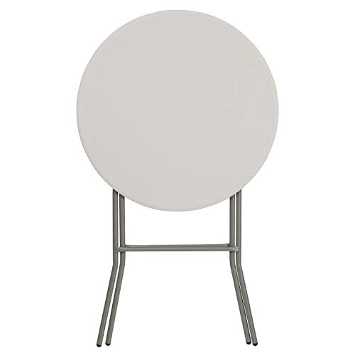 White 2.63' Round Folding Bar Height Plastic Table M20949
