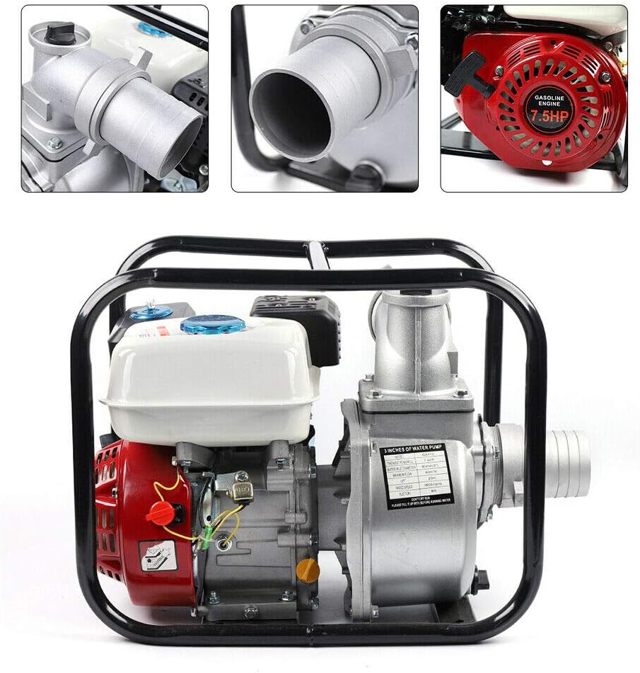 Gasoline Water Pump 3 Inch 210CC 7.5 HP Heavy Duty Semi-Trash Clean Water Pump A85766
