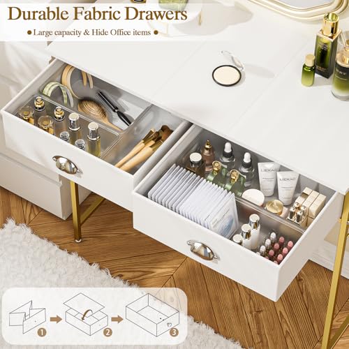 White 31.5 Inch Vanity Desk with Drawers F34301