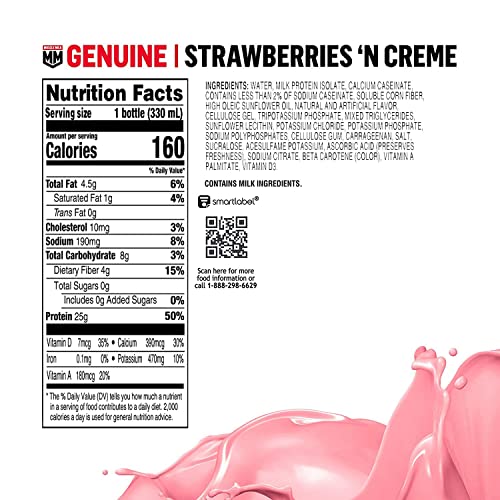Vanilla Creme Protein Shake, 11.16 Fl Oz, 12 Pack, 25g Protein, Zero Sugar S99298