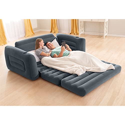 Inflatable Pull-Out Sofa Blow-Up Couch Queen Size Air Mattress Bed R27284