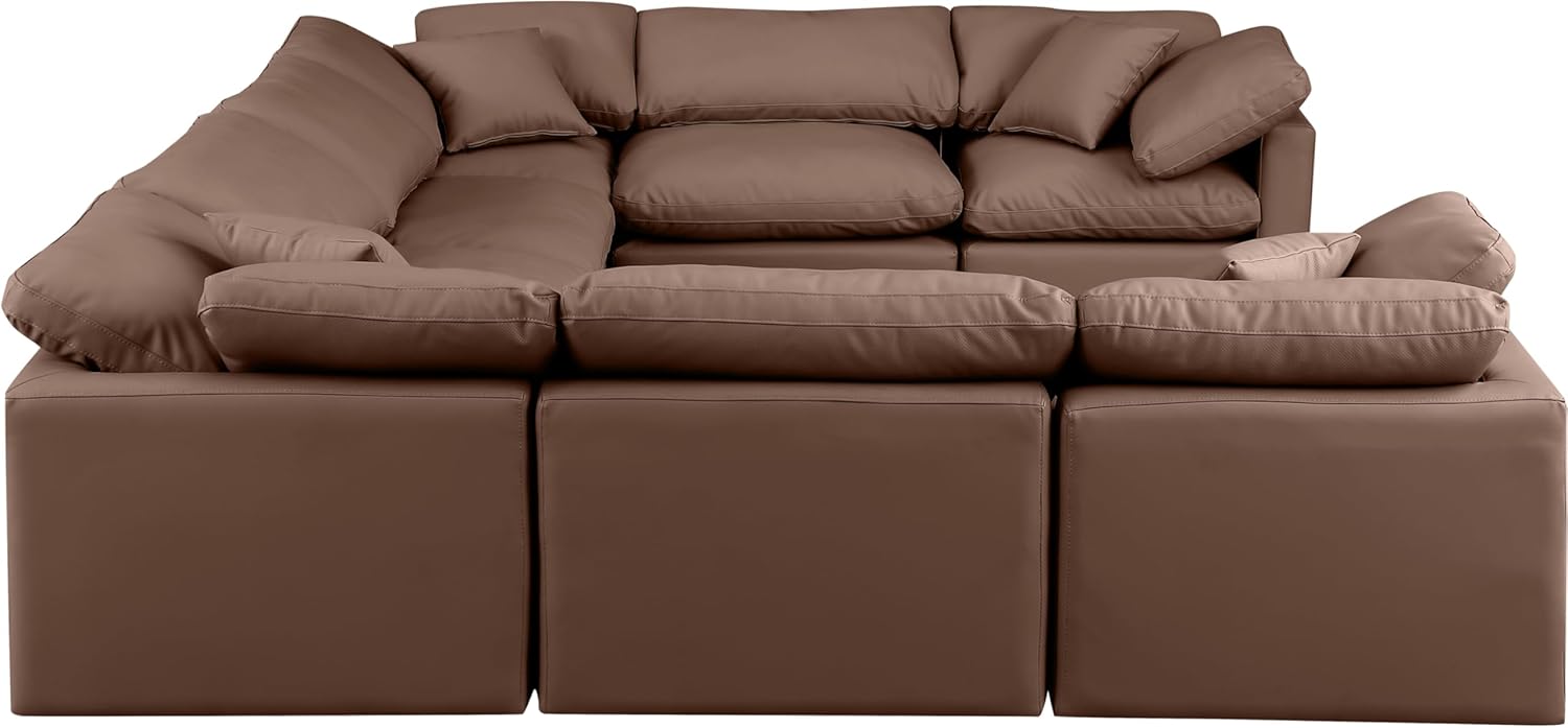 Brown Vegan Leather Sectional X557