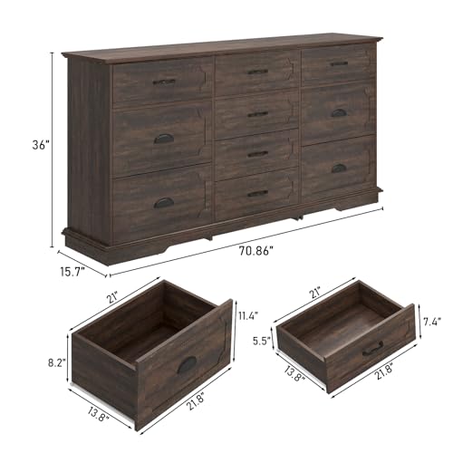 White 10 Drawer Wood Dresser with Charging Station O382