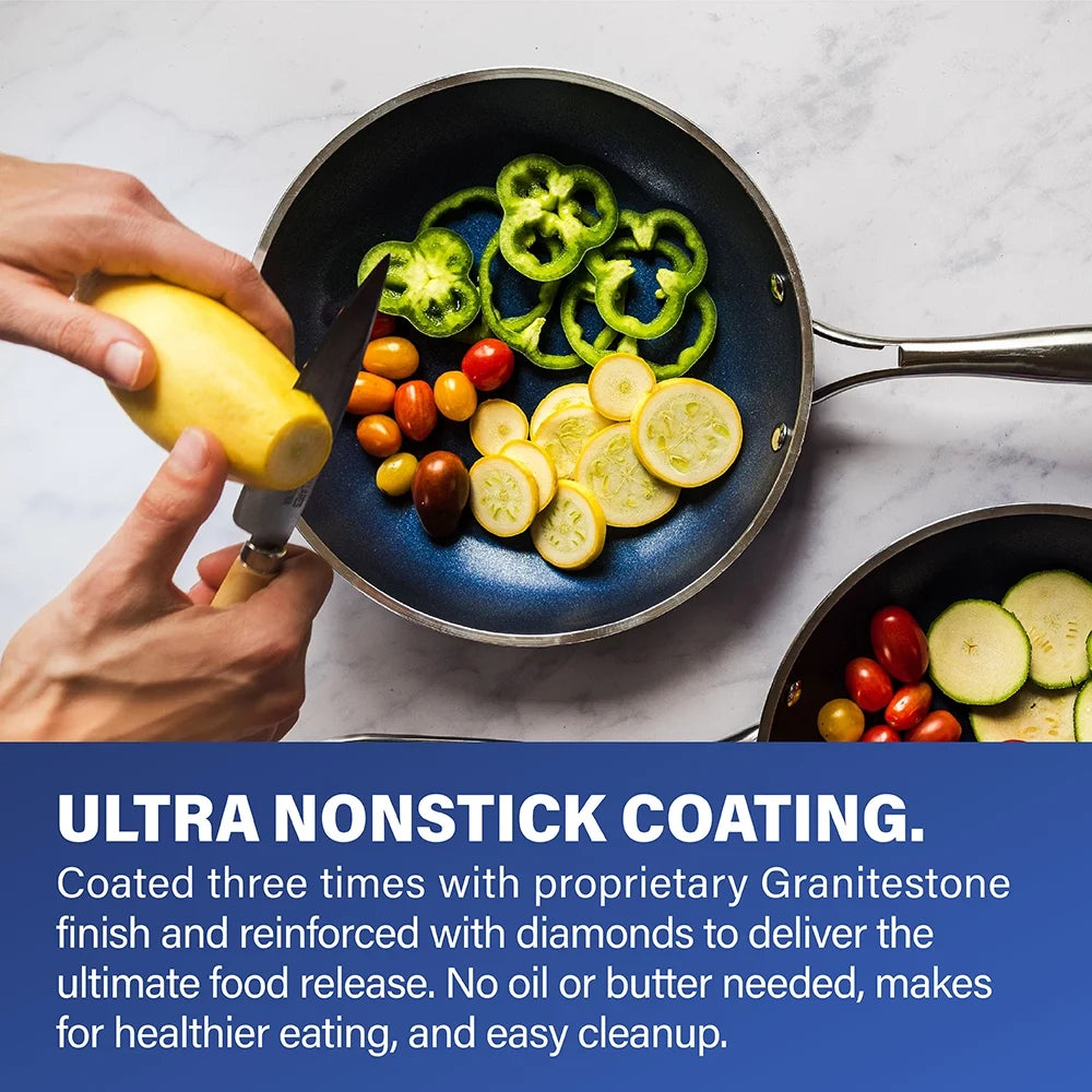10 Piece Nonstick Cookware Set Blue U385