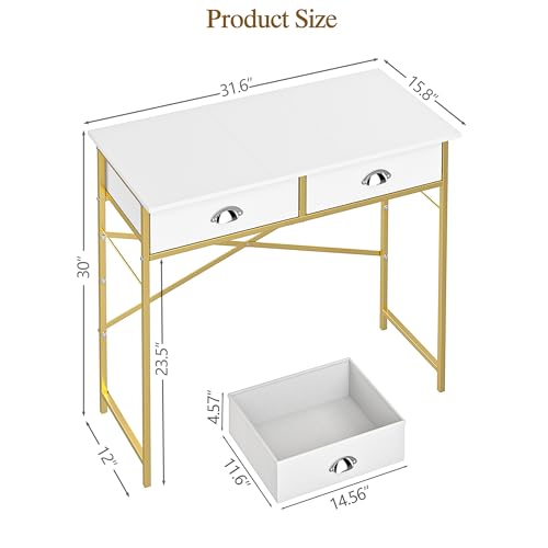 White 31.5 Inch Vanity Desk with Drawers F34301