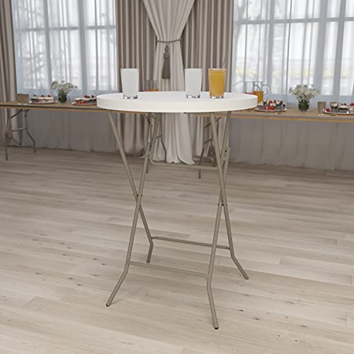 White 2.63' Round Folding Bar Height Plastic Table M20949