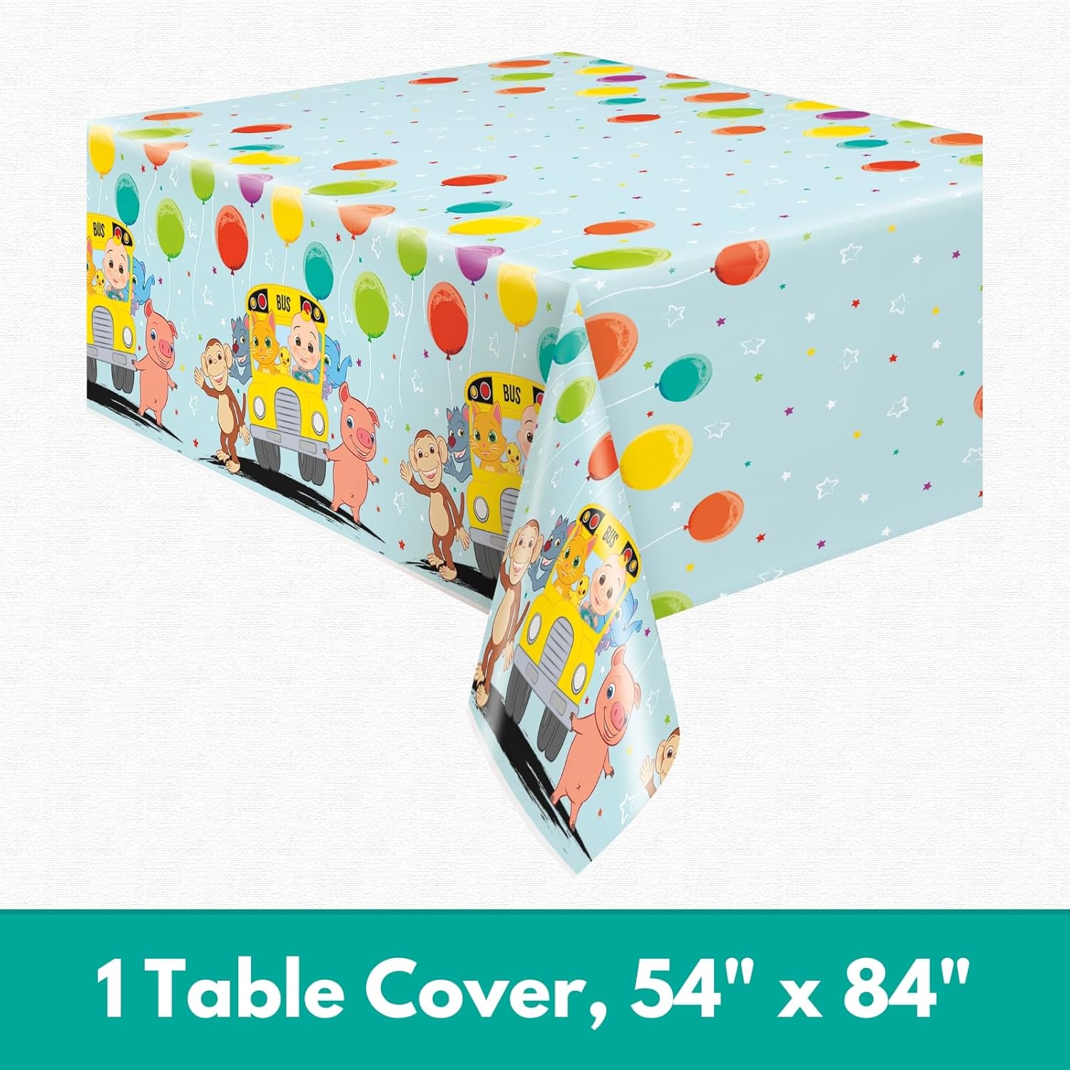 Cocomelon Birthday Decorations Pack for 8 Guests - Plates and Napkins, Tablecloth, Checklist - Party Decorations, Party Supplies W55207