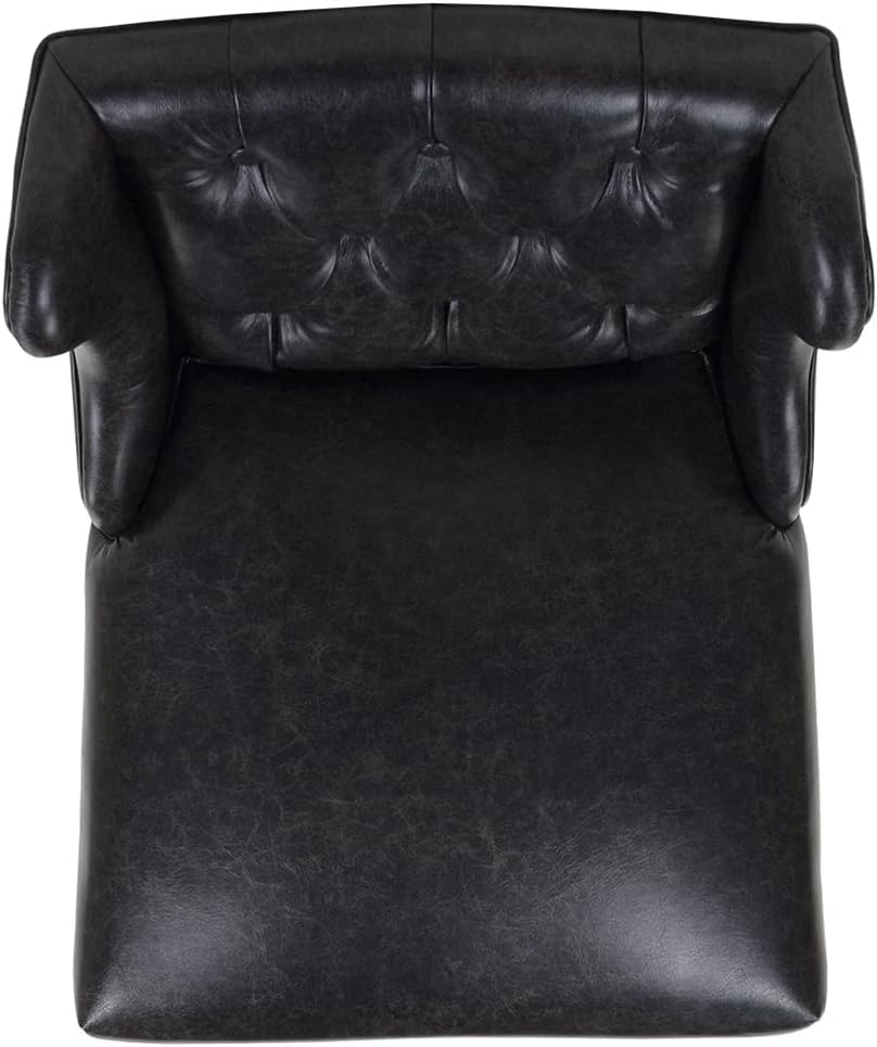 Vintage Black Brown Faux Leather Armless Counter Height Bar Stool R574556