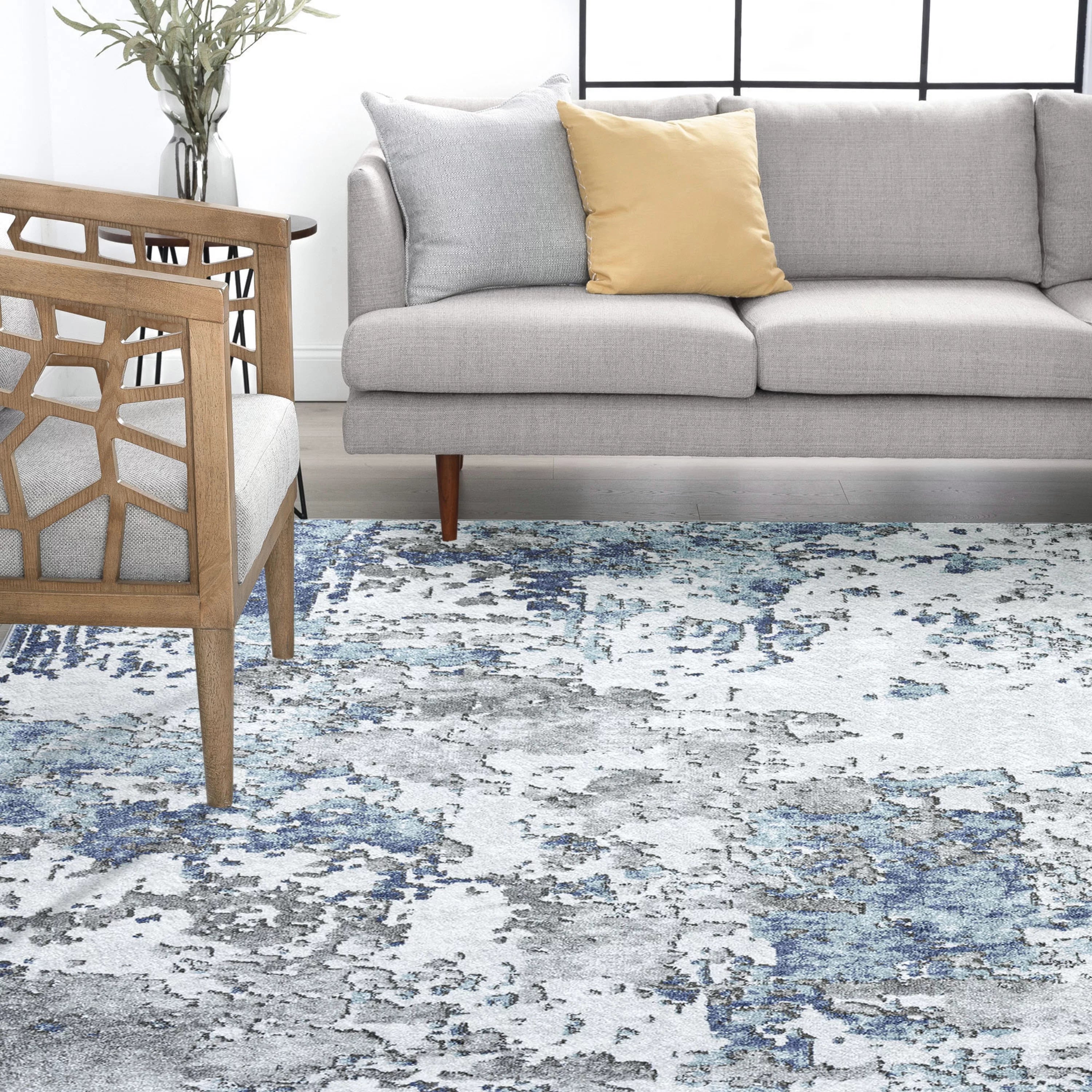 5x8 Area Rug Abstract Blue J122