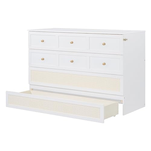 Queen Size Solid Pine Murphy Bed with Storage Drawer Q583115