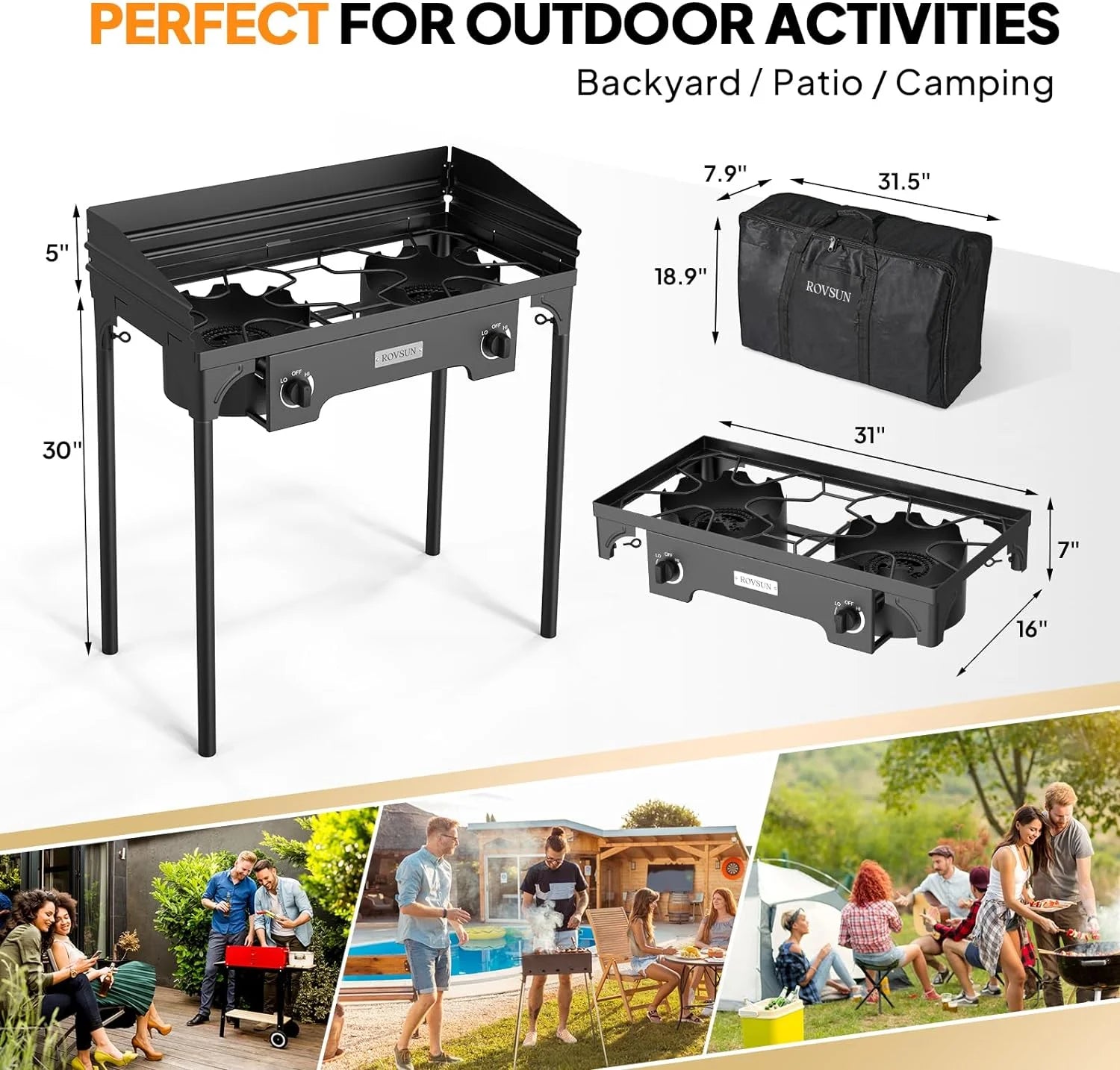 2 Burner Propane Gas Stove with Carrying Bag V399588