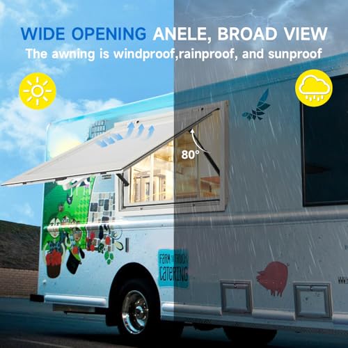 36" x 36" Aluminum Alloy Food Truck Service Window with 4 Screen Windows & Awning Door & Drag Hook O42658