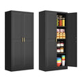Black 60 Inch Tall Metal Pantry Cabinet with Doors and Shelves P114